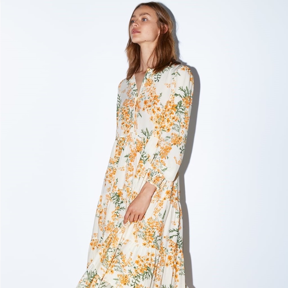 Zara orange floral dress